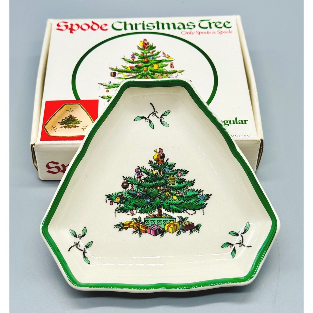 Spode Christmas Tree Triangular Tray‎ Candy Trinket Dish S3324 L England 5 inch